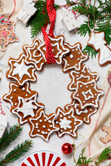 Wall Mural - GINGERBREAD  on a Christmas rustic background