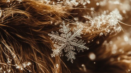 Poster - Intricate Snowflake Adorned on Brown Fur