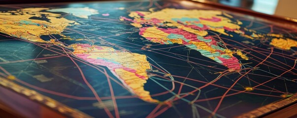Poster - strategic insights into global markets corporate office detailed world map professional environment 