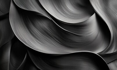 Poster - Abstract black and white waves, smooth flowing curves, intricate textures, artistic design, monochrome elegance