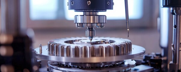 Poster - experimental gear setup in test lab engineering equipment industrial environment close-up view techn