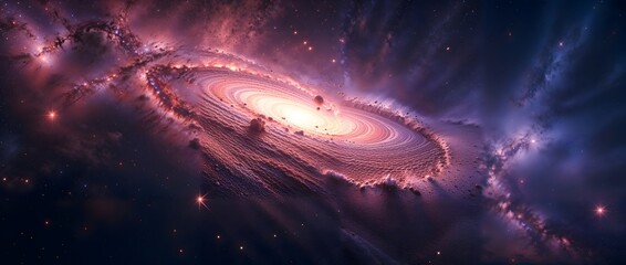 a swirling cosmic phenomenon, possibly a galaxy or nebula, against a star-studded space background.