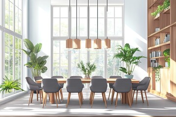 Wall Mural - Interior dining area. 3d illustration