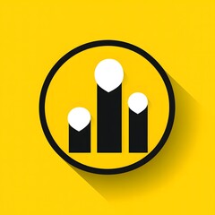 Poster - Abstract graphic representation of a growth chart with three bars in varying heights against a vibrant yellow background, symbolizing progress and analysis.