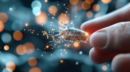 Poster - Macro Shot of an AI Processor with Sparkling Details