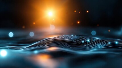 Poster - Futuristic AI Microchip on Abstract Technology Background