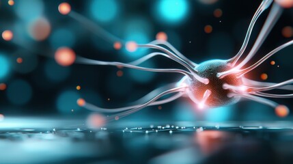 Poster - Glowing AI Processor with Macro View and Bokeh Background