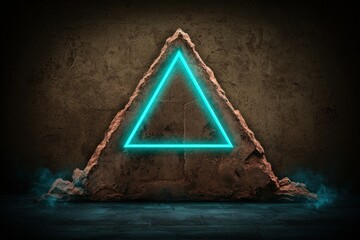 Fototapete - Illuminated triangular structure urban environment graphic design abstract style close-up view modern aesthetics