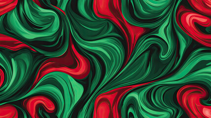 Aufkleber - Seamless pattern of bold abstract shapes in vivid green and deep red hues, creating a dynamic, eye-catching design ideal for textiles or digital backgrounds