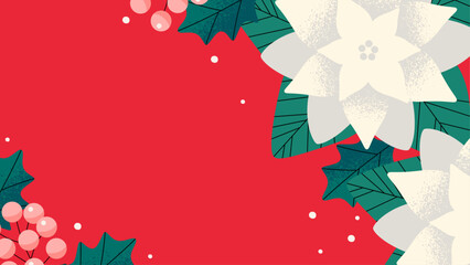 Wall Mural - Christmas background design with poinsettia and nuts