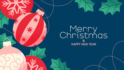Wall Mural - Cute background design with Christmas ornaments