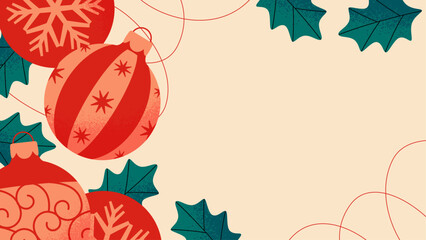 Wall Mural - Cute background design with Christmas ornaments