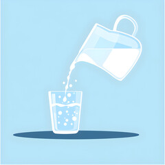 Poster - A clean illustration of water being poured from a pitcher into a glass
