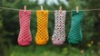 © Tanongsak idea photo - Brightly Colored Socks Hanging on a Clothesline