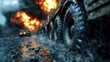 © MI coco - Military Convoy in War Zone, Mud, Fire, and Rain