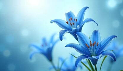 blue lily flower on blue background