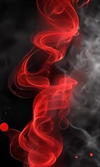 Wall Mural - Abstract swirling red and black design with smoky textures and glowing particles.