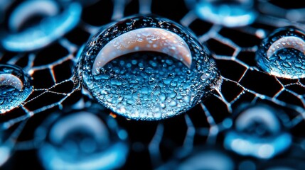 Dewdrops on Spiderweb - Macro Photography of Nature's Beauty