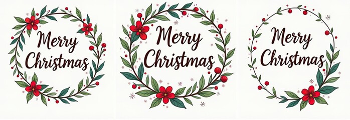 Wall Mural - Merry Christmas cards set with hand drawn elements. Doodles and sketches Christmas illustrations,