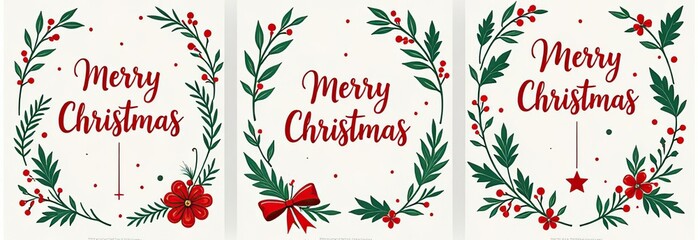 Wall Mural - Merry Christmas cards set with hand drawn elements. Doodles and sketches Christmas illustrations,