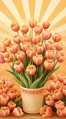 Wall Mural - vibrant orange tulips in a sunny setting.
