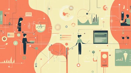 Poster - Modern Digital Concept with Data and People Interaction