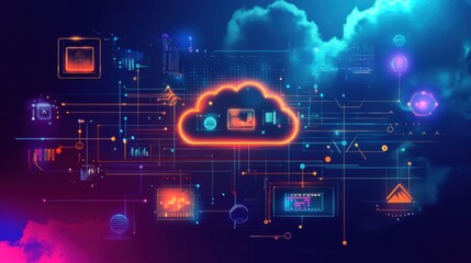 Poster - Cloud Computing Illustration with Digital Elements