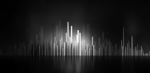 Aufkleber - Abstract representation of sound waves in a monochromatic design.