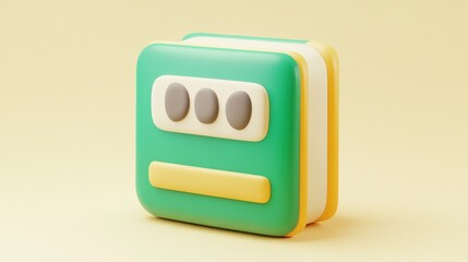 Fototapete - A stylized green and yellow icon resembling a digital interface or app button.