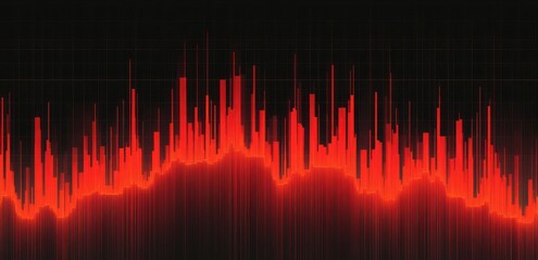 Poster - A visual representation of an audio waveform in red against a black background.