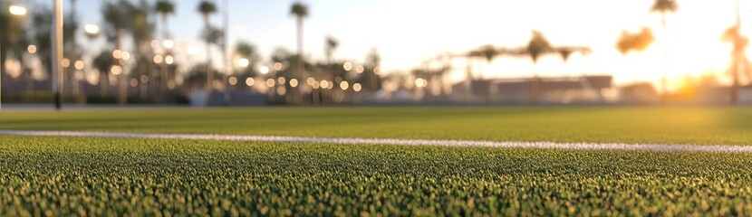 Aufkleber - A close-up view of a well-maintained sports field with a blurred background.