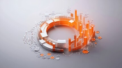 Poster - Abstract data visualization with orange and white geometric shapes representing analytics.