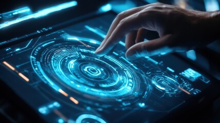 Poster - Futuristic Touchscreen Interface with Glowing Elements