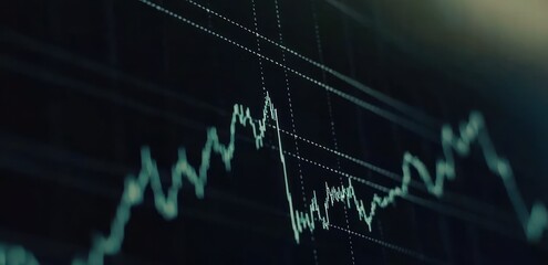Poster - A close-up of a financial graph depicting fluctuating market trends.