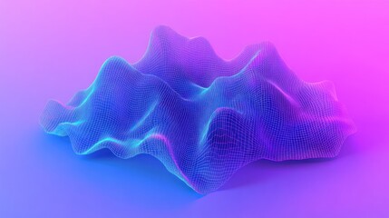 Fototapete - Abstract 3D wave form with vibrant colors and mesh structure.