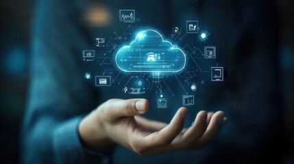Poster - Cloud Technology Concept with Data Visualization Elements