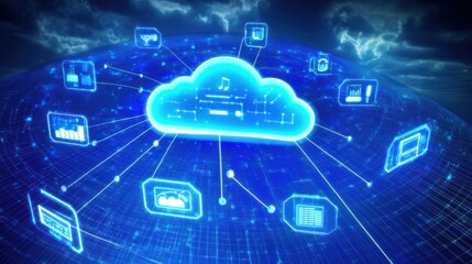 Poster - Cloud Computing Technology Concept with Data Connections
