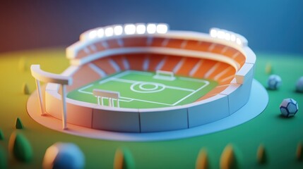 Aufkleber - A stylized, miniature soccer stadium with a green field and surrounding elements.