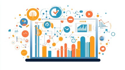 Poster - Colorful Data Visualization on Laptop Screen