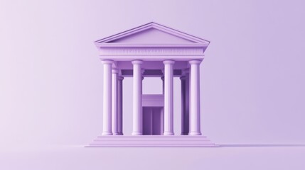 Poster - A minimalist purple structure resembling a classical building with columns.