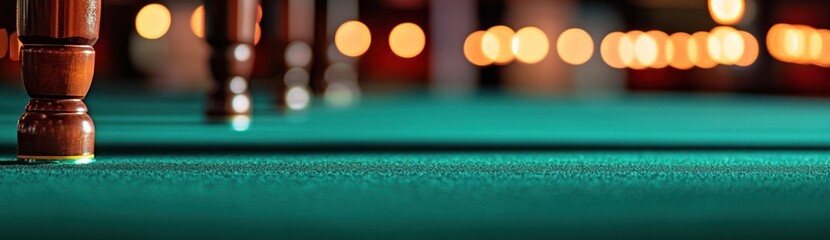 Poster - Close-up of a green felt surface with wooden legs, suggesting a gaming or leisure environment.
