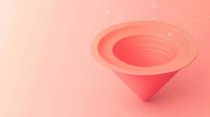 Aufkleber - A stylized pink funnel with concentric rings against a soft gradient background.