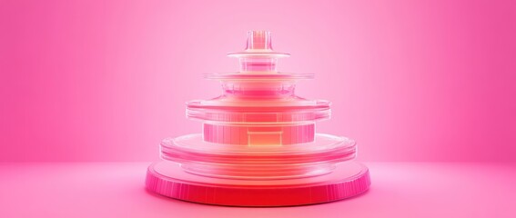 Aufkleber - A layered, translucent object with a pink background, showcasing modern design aesthetics.