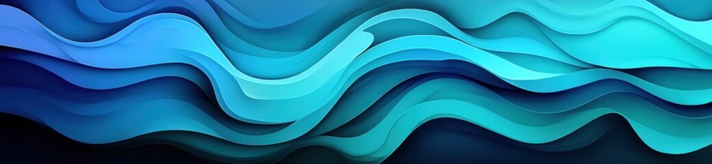 Poster - Abstract waves in shades of blue create a fluid, dynamic design suitable for backgrounds.