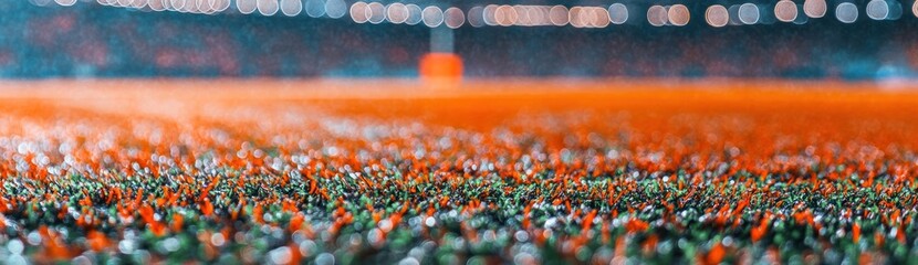 Poster - A close-up view of a sports field with vibrant green and orange turf.