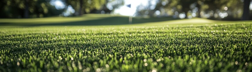 Poster - Close-up view of a well-maintained golf course green.