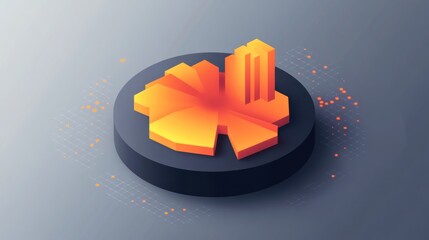 Poster - A stylized 3D representation of a cityscape with geometric shapes in vibrant colors.