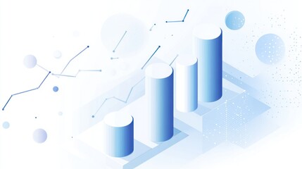 Poster - Abstract graph illustration depicting data analysis with bars and geometric shapes.