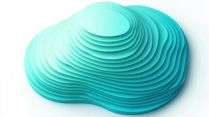 Poster - A stylized, layered design resembling a topographic map in shades of turquoise.