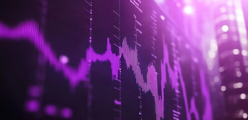 Poster - Abstract visualization of data trends with purple hues and waveforms.